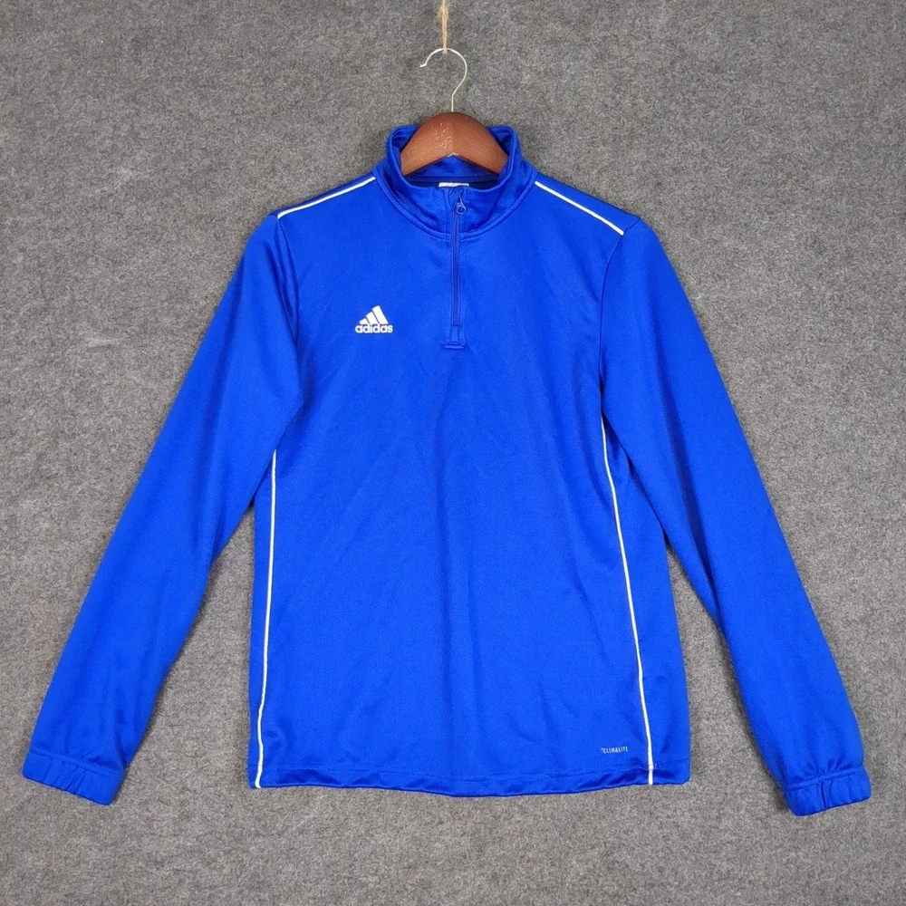 Adidas Climalite Mens Small Blue Quarter Zip Athletic Pullover Training Top